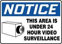 Accuform Signs 10" X 14" Blue, Black And White Plastic Admittance & Exit Safety Sign "Notice This Area Is Under 24 Hour Video Surveillance"