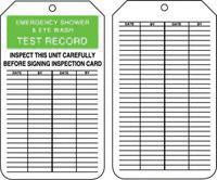 Accuform Signs 5 7/8" X 3 1/8" RV Plastic Record Tag "Emergency Shower & Eye Wash Test Record Inspect This Unit Carefully Before Signing Inspection Card" (25 Per Package)