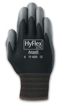 Ansell Size 8 HyFlex Light Duty Multi-Purpose Gray Polyurethane Palm Coated Work Glove With Black Nylon Liner And Knit Wrist