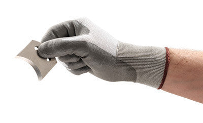 Ansell Size 9 HyFlex Light Duty Cut Resistant Gray Polyurethane Palm Coated Work Gloves With Polyethylene Liner And Knitwrist