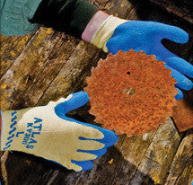 SHOWA Best Glove Size 10 Showa Atlas KV300 Cut Resistant Blue Natural Rubber Palm Coated Work Gloves With Seamless  Yellow Kevlar Liner And Knit Wrist