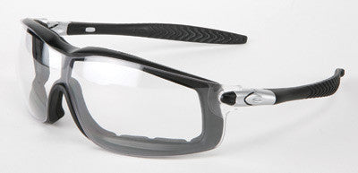 Crews Rattler Safety Glasses With Black Frame And Clear Duramass Anti-Scratch Anti-Fog Lens