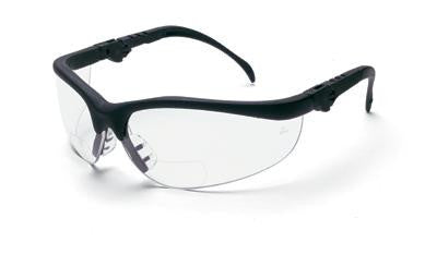 Crews Klondike Magnifier 1.5 Diopter Safety Glasses With Black Frame And Clear Polycarbonate Duramass Anti-Scratch Lens