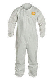 DuPont Large White ProShield 10 mil Anti-Static NexGen Disposable Coveralls With Front Zipper Closure, Collar, Set Sleeves And Elastic Wrists And Ankles (25 Per Case)