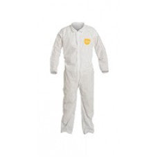 DuPont 5X White 12 mil ProShield Basic Chemical Protection Coveralls With Serged Seams, Front Zipper Closure, Laydown Collar And Elastic Waist, Wrists And Ankles