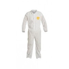 DuPont 2X White 12 mil ProShield Basic Chemical Protection Coveralls With Serged Seams, Front Zipper Closure, Laydown Collar And Elastic Waist, Wrists And Ankles
