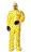 DuPont 2X Yellow Tychem QC Chemical Protection Coveralls With Serged Seams, Front Zipper Closure, Attached Hood, Attached Sock Boots, Elastic Face And Elastic Wrists