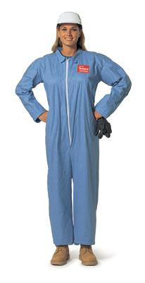 DuPont 3X Blue Tempro Disposable Water Resistant And Flame Retardant Coveralls With Front Zipper Closure, Collar And Set Sleeves (25 Per Case)