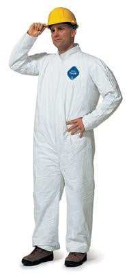 DuPont Large White 5.4 mil Tyvek Disposable Coveralls With Front Zipper Closure, Collar And Set Sleeves (25 Per Case)
