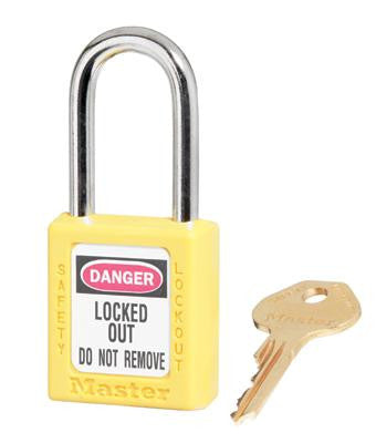 Master Lock Yellow #410 1 3/4" High Body Safety Lockout Padlock With 1 1/2" Shackle - Keyed Differently