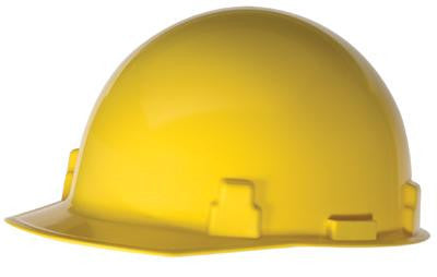 Radnor Yellow SmoothDome Class E Type I Polyethylene Slotted Hard Cap With Ratchet Suspension