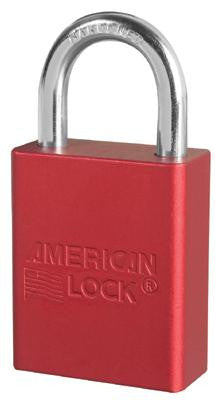 American Lock Red Padlock With 1 1/2" Solid Aluminum Body 1" Shackle (Keyed Differently) (6 Per Package)