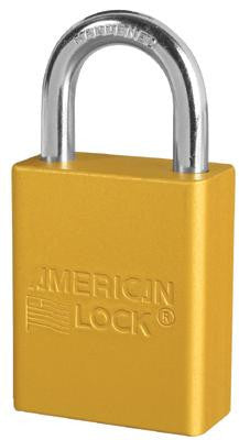 American Lock Yellow Padlock With 1 1/2" Solid Aluminum Body 1" Shackle (Keyed Differently)