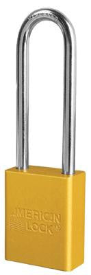 American Lock Yellow Padlock With 1 1/2" Solid Aluminum Body 3" Shackle (Keyed Differently)