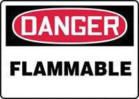Accuform Signs 7" X 10" Red, Black And White .040 Aluminum Chemical And Hazardous Material Sign "Danger Flammable  "