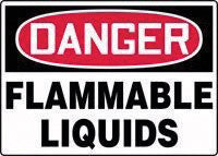 Accuform Signs 10" X 14" Red, Black And White Adhesive Vinyl Chemical And Hazardous Material Sign "Danger Flammable Liquids"