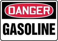 Accuform Signs 7" X 10" Red, Black And White Adhesive Vinyl Chemical And Hazardous Material Sign "Danger Gasoline"