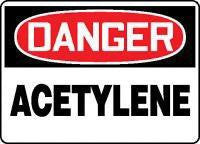 Accuform Signs 7" X 10" Red, Black And White .040 Aluminum Chemical And Hazardous Material Sign "Danger Acetylene"