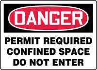 Accuform Signs 7" X 10" Red, Black And White Adhesive Vinyl Value Permit Required Sign "Danger Permit Required Confined Space Do Not Enter"