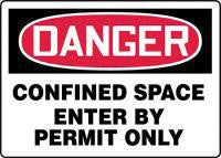 Accuform Signs 10" X 14" Red, Black And White .040 Aluminum Confined Space Sign "Danger Confined Space Enter By Permit Only"