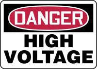 Accuform Signs 7" X 10" Red, Black And White Adhesive Vinyl Electrical Sign "Danger High Voltage"
