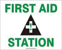 Accuform Signs 7" X 10" Green, Black And White .040 Aluminum First Aid Sign With Pictogram "First Aid Station"