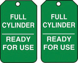 Accuform Signs 5 7/8" X 3 3/8" Green And White PF-Cardstock Safety Sign "Full Cylinder/Ready For Use" (25 Per Pack)