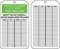 Accuform Signs 5 7/8" X 3 1/8" RV Plastic Record Tag "Emergency Shower & Eye Wash Test Record Inspect This Unit Carefully Before Signing Inspection Card" (25 Per Package)
