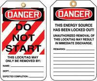 Accuform Signs 5 7/8" X 3 1/8" HS Laminate Lockout Tag "Danger Do Not Start" (25 Per Package)