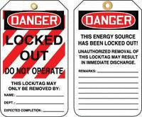 Accuform Signs 5 7/8" X 3 1/8" HS Laminate Lockout Tag "Danger Locked Out Do Not Operate" (25 Per Package)