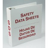 Accuform Signs 1 1/2" 3-Ring Red And White Bilingual Safety Data Sheets Binder With 36" Metal Security Chain (English/Spanish)