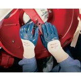 Ansell Size 8 Hylite Medium Duty Multi-Purpose Blue Nitrile Palm Coated Work Glove With Interlock Knit Liner And Knit Wrist