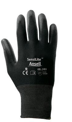 Ansell Size 11 SensiLite Light Duty Black Polyurethane Palm Coated Work Glove With Nylon Liner And Knit Wrist