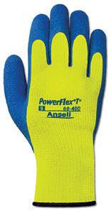 Ansell Size 8 Hi-Viz Yellow And Blue PowerFlex T? Hi Viz Yellow Rubber Thermal And Terry Cloth Lined Cold Weather Gloves With Knit Wrist And Latex Coating