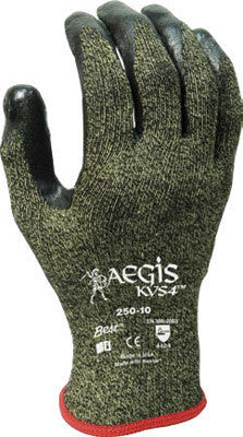 SHOWA Best Glove Size 10 Aegis KVS4 13 Gauge Cut Resistant Black Zorb-IT Sponge Nitrile Palm Coated Work Gloves With Yellow Seamless High Performance Stainless Steel Knit Liner And Elastic Knit Wrist