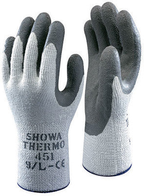 SHOWA Best Glove Size 10 Gray ATLAS ThermaFit 451 Seamless Loop-In Terry Cotton Thermal Lined Cold Weather Gloves With Rubber Latex Coated Palms
