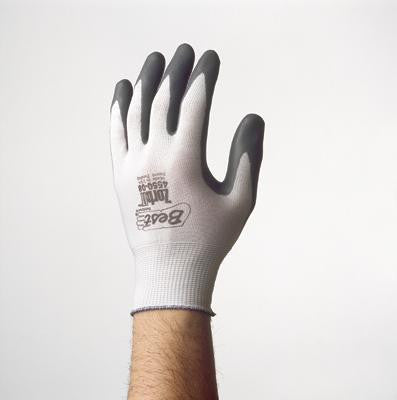 SHOWA Best Glove Size 10 Zorb-IT General Purpose Gray Flat-Dipped Sponge Nitrile Palm Coated Work Gloves With White Seamless Nylon Liner And Knit Wrist