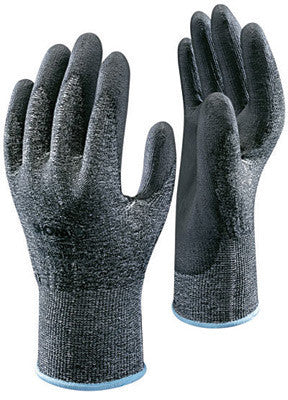 SHOWA Best Glove Size 6 SHOWA  541 13 Gauge Cut Resistant Gray Flat-Dipped Polyurethane Palm Coated Work Gloves With Black High Performance Polyethylene Engineered (HPPE) Liner And Elastic Knit Wrist
