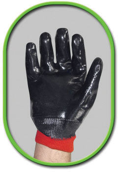 SHOWA Best Glove Size 10 Nitri-Pro Heavy Duty General Purpose Navy Flexible NBR Nitrile Fully Coated Work Gloves With Cotton Jersey Liner And Red Knit Wrist