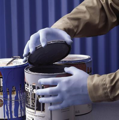 SHOWA Best Glove 2X Blue 9.5" SHOWA Best Glove Nitrile 4 mil Economy Grade Nitrile Powder-Free Disposable Gloves With Pebbled Finish And Rolled Cuffs (100 Each Per Box)