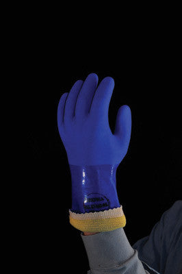 SHOWA Best Glove Size 9 Blue 12" Atlas KV660 PVC Coated Gloves With Kevlar Liner And Rough Finish