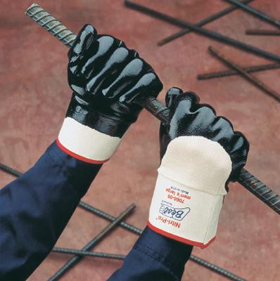 SHOWA Best Glove Size 10 Nitri-Pro Heavy Duty General Purpose Navy Flexible NBR Nitrile Palm Coated Work Gloves With White Cotton Jersey Liner And Reinforced Safety Cuff