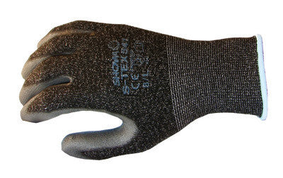 SHOWA Best Glove Size 8 SHOWA  S-TEX Lightweight Cut Resistant Black Polyurethane Palm And Fingertip Coated Work Gloves With Gray Hagane Coil Liner