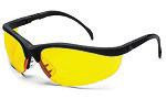 Crews Klondike Safety Glasses With Black Frame And Amber Polycarbonate Duramass Anti-Scratch Lens