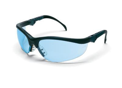 Crews Klondike Plus Safety Glasses With Black Frame And Light Blue Polycarbonate Duramass Anti-Scratch Lens
