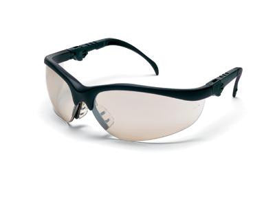 Crews Klondike Plus Safety Glasses With Black Frame And Clear Polycarbonate Duramass Anti-Scratch Indoor/Outdoor Mirror Lens