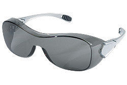 Crews Law Over The Glasses (OTG) Dielectric Safety Glasses With Smoke Frame, Gray Polycarbonate Duramass AF4 Anti-Scratch Anti-Fog Lens And Steel Colored Temples