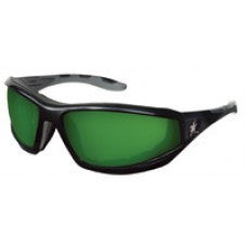 Crews Reaper Safety Glasses With Black Frame, Green 3.0 Filter Polycarbonate Duramass Anti-Scratch Lens And Removable Foam Gasket