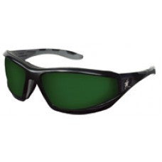 Crews Reaper Safety Glasses With Black Frame, Green 5.0 Filter Polycarbonate Duramass Anti-Scratch Lens And Removable Foam Gasket