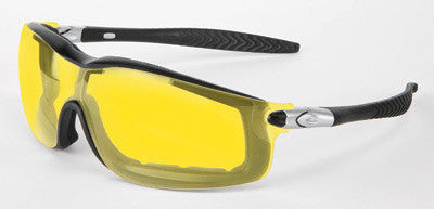 Crews Rattler Safety Glasses With Black Frame And Amber Duramass Anti-Scratch Anti-Fog Lens